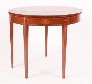 Federal style mahogany demilune fold top games table