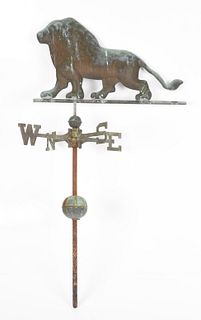 Copper lion swell body weathervane with directional