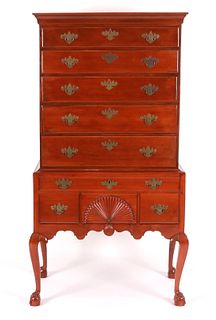 New England Chippendale walnut and cherry highboy