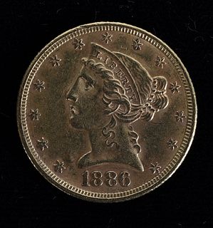 1886 U.S. Gold Five Dollar Coin