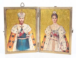 A Russian 1896 Coronation Double Portrait