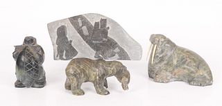 Four Inuit Carved Stone Items