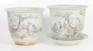 A Pair of Chinese Porcelain Jardinieres