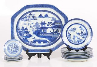 A group of blue and white Chinese export porcelain