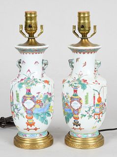 A pair of Chinese enameled porcelain vases