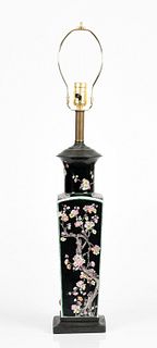 A Chinese Famille Noire Vase/Lamp