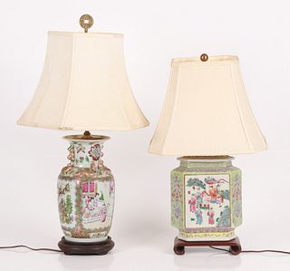 Two Chinese porcelain lamps, 20th century