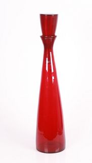Blenko glass ruby red floor decanter with stopper