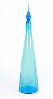 Blenko glass Persian blue floor decanter and stopper