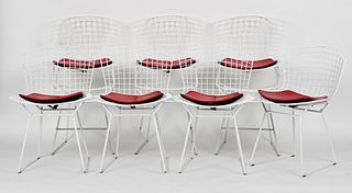 Seven Bertoia enameled wire chairs by Knoll