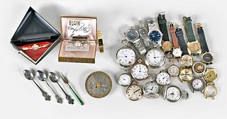 A lot of wrist and pocket watches including Bulova Accutron