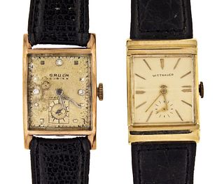 A lot of two 14 karat gold wrist watches