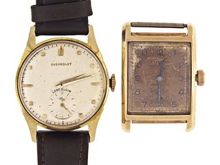 A lot of two 14 karat gold wrist watches