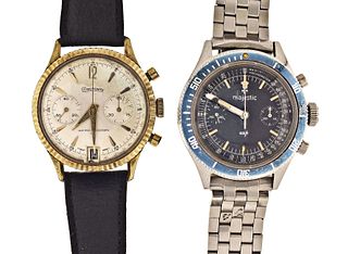 A lot of two wrist chronographs with Landeron movements