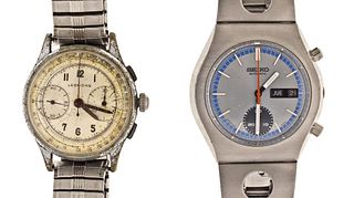 A lot of two wrist chronographs Seiko and Leonidas