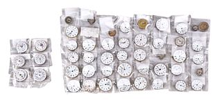 A large lot of Waltham and Elgin pocket watch movements
