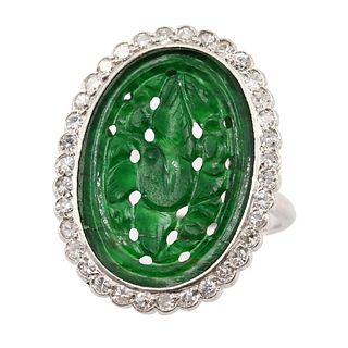 Jade & Diamonds Platinum Ring