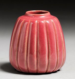 California Faience Ribbed Vase c1920s