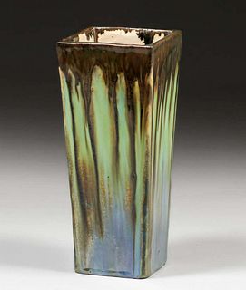 Fulper Pottery - Prang Square Drip Vase c1910