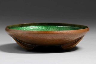 Pairpoint Hammered Copper & Enamel Fruit Bowl c1910s