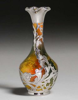 Rookwood Pottery Gorham Sterling Silver Overlay Vase 1893
