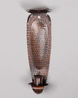 Roycroft Hammered Copper Candle Sconce c1920s