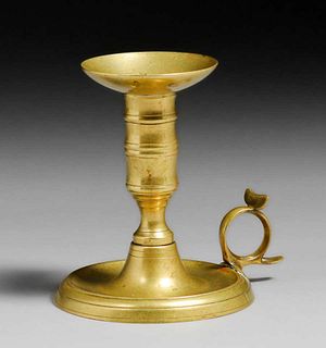 Early Jarvie Colonial Brass Candlestick c1900s