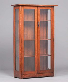 Narrow Stickley Brothers Two-Door China Cabinet c1910