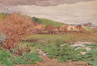 Sydney J. Yard Watercolor "Marshland near Monterey" c1900
