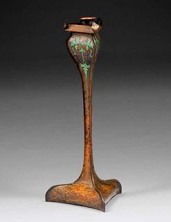 Buffalo, NY Art Crafts Shop Copper & Enamel Candlestick c1905