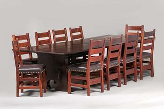 Set of 10 Gustav Stickley #349 1/2 Dining Chairs c1912-1915