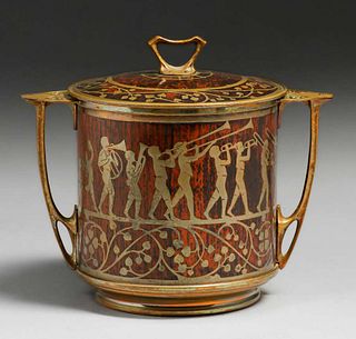 Erhard & SohneÂ â€“ German Arts & Crafts Mahogany & Brass Ice Bucket c1905