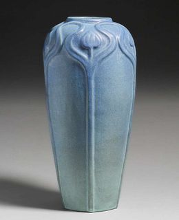 Large Van Briggle Matte Blue Vase c1907