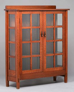 Large Gustav Stickley Two-Door China Cabinet c1910
