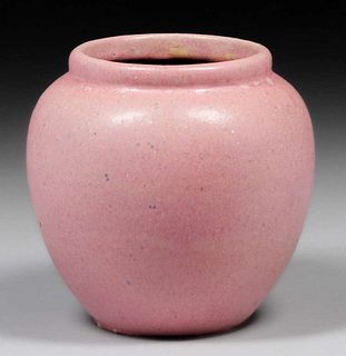 Fulper Pottery Blue Speckled Matte Pink Vase c1910s