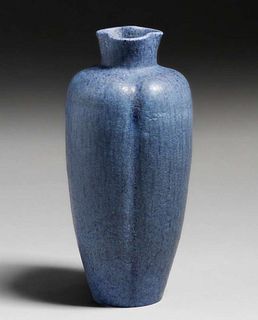 Grueby Pottery Matte Blue Vase c1905