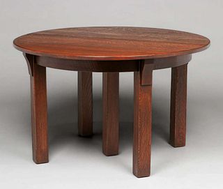 Limbert Five-Leg 48"d Dining Table c1910
