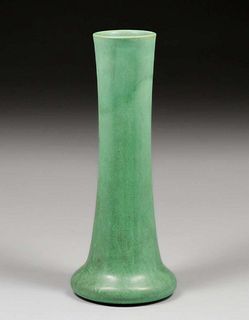 Teco Pottery Tall Matte Green Vase c1910