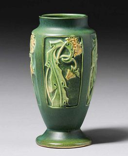 Roseville Panel Matte Green Vase c1920s