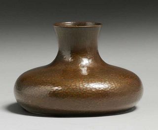 Roycroft Hammered Copper Squat Vase c1920