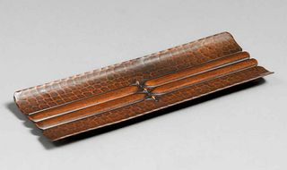 Roycroft Hammered Copper Triple Diamond Pen Tray c1920s