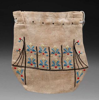 Arts & Crafts Period Embroidered Linen Bag c1910