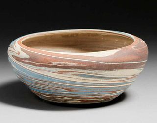 Niloak Pottery Flared Mission Swirl Bowl c1920s