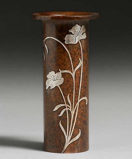 Heintz Sterling on Bronze #3581 Flared Vase c1915