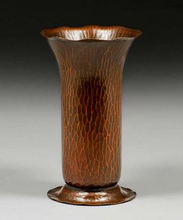 Arthur Cole â€“ Avon Coppersmith Hammered Copper Flared Vase c1930s
