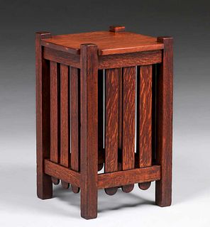 Stickley Brothers #932 Slatted Square Side Table c1910