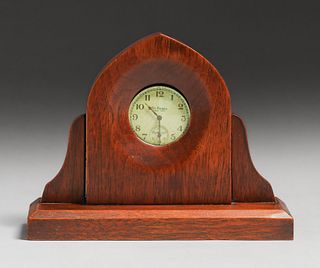 Arts & Crafts Mahoagny Pocket Watch Mantle Clock c1910