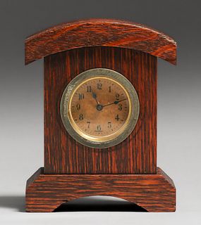 Arts & Crafts Small Oak Mantle Clock c1910