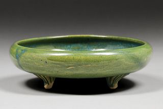 Fulper Pottery Three-Footed Celadon Green Fruit Bowl c1910s