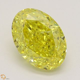 1.02 ct, Natural Fancy Vivid Yellow Even Color, SI1, Oval cut Diamond (GIA Graded), Appraised Value: $31,200 